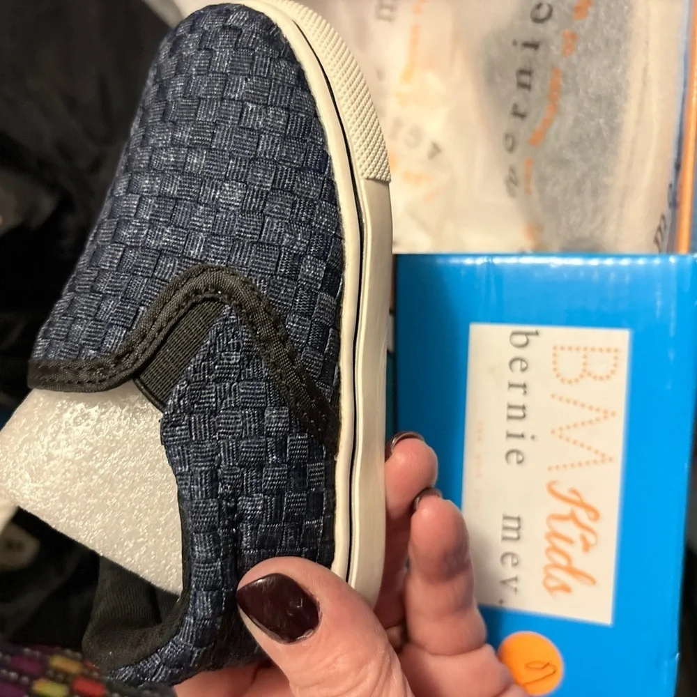 bernie mev. Kids Blue Woven Slip-On Sneakers